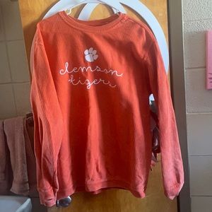 Press box Clemson Tigers Ribbed Crewneck in orange.